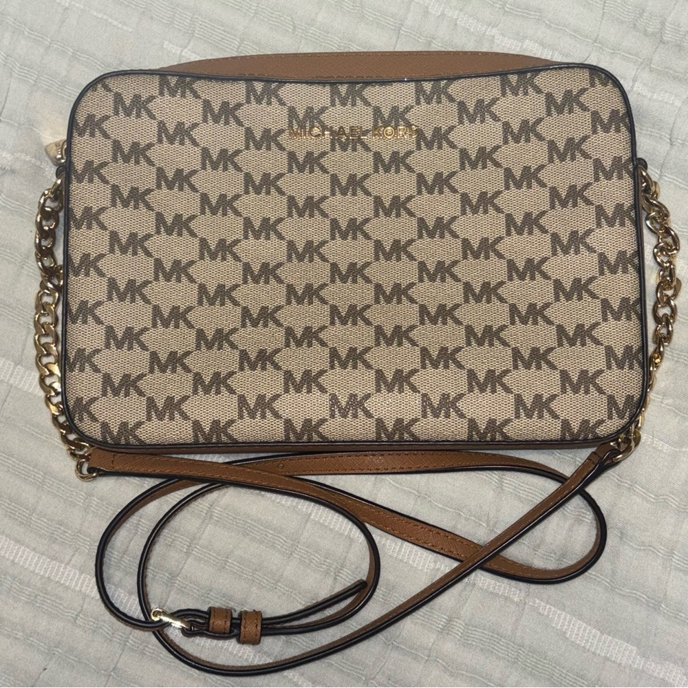 Michael Kors Brown and Tan Crossbody Bag
